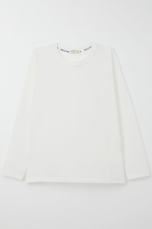 Boys' Long Sleeve Basic T-Shirt in Ecru (10-12 Years)
