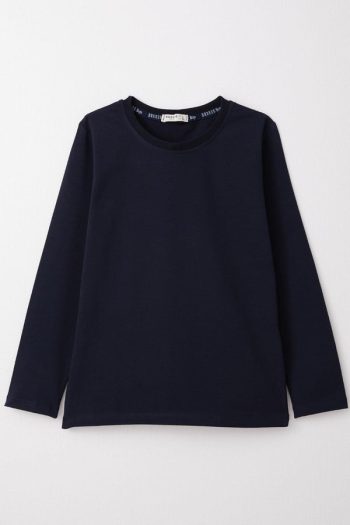 Boys' Long Sleeve Basic T-Shirt Navy Blue (6-12 Years)