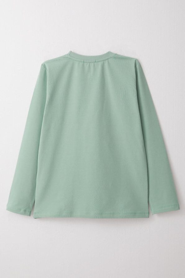 Boys' Long Sleeve Basic T-Shirt in Mint Green (Ages 5-14)