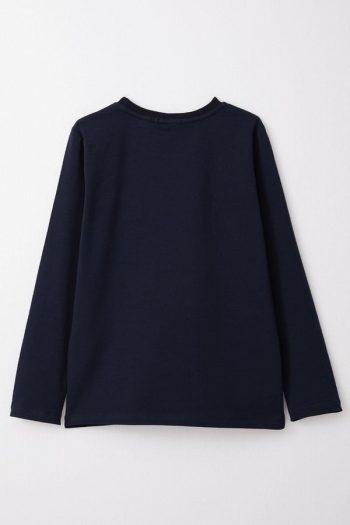 Boys' Long Sleeve Basic T-Shirt Navy Blue (6-12 Years)