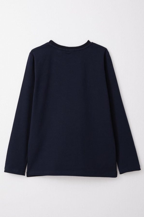 Boys' Long Sleeve Basic T-Shirt Navy Blue (6-12 Years)