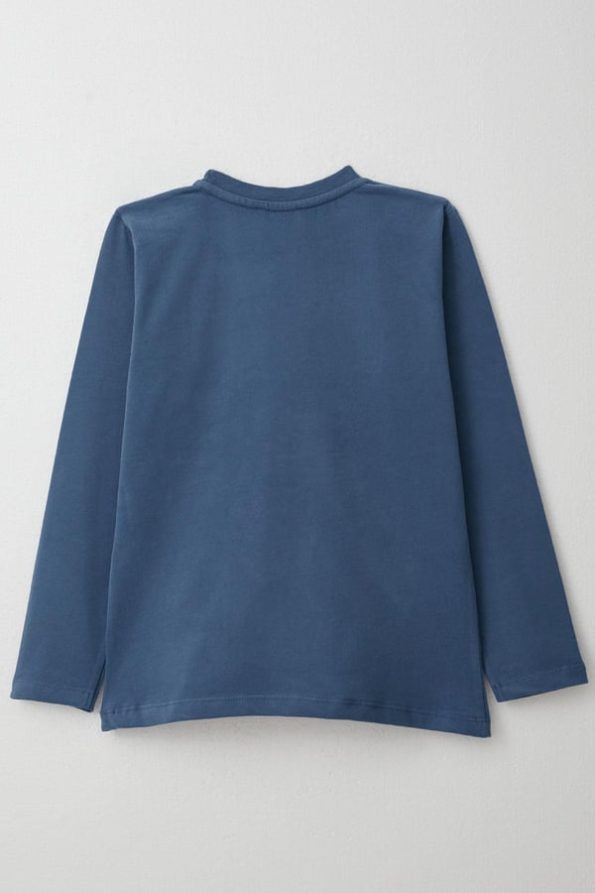 Boys' Long Sleeve T-Shirt with Cool Patch Pocket in Indigo (4-8 Years)