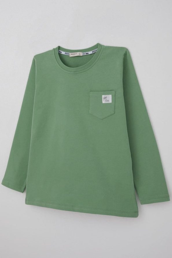 Boys' Long Sleeve T-Shirt with Cool Patch and Pocket in Mint Green (4-8 Years)