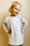 Boys' Long Sleeve Pocket T-Shirt in Beige Melange (4-8 Years)