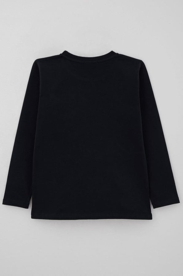 Boys' Long Sleeve T-Shirt with Cool Patch and Pocket in Navy Blue (Ages 4-8)