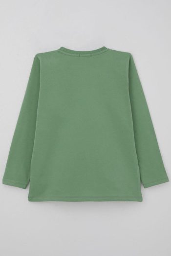 Boys' Long Sleeve T-Shirt with Cool Patch and Pocket in Mint Green (4-8 Years)