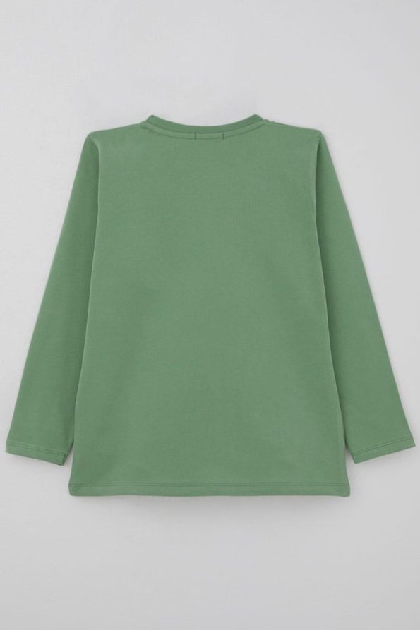 Boys' Long Sleeve T-Shirt with Cool Patch and Pocket in Mint Green (4-8 Years)