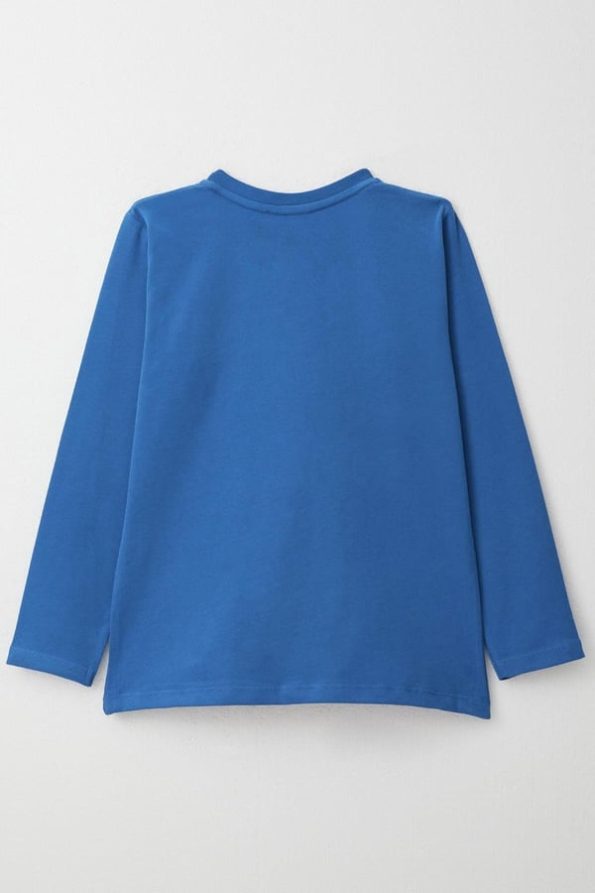 Boys' Long Sleeve T-Shirt with Cool Patch and Pocket in Cobalt Blue (Ages 4-8)