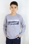 Boys' Long Sleeve Motivational Theme T-Shirt with Printed Back in Grey (Ages 6-12)