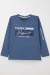 Boys' Long Sleeve Motivational T-Shirt with Printed Back in Indigo (6-12 Years)
