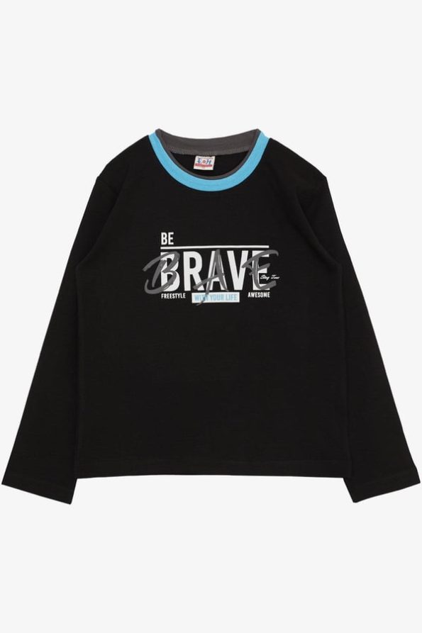 Boys' Long Sleeve Printed T-Shirt in Black (Ages 5-9)