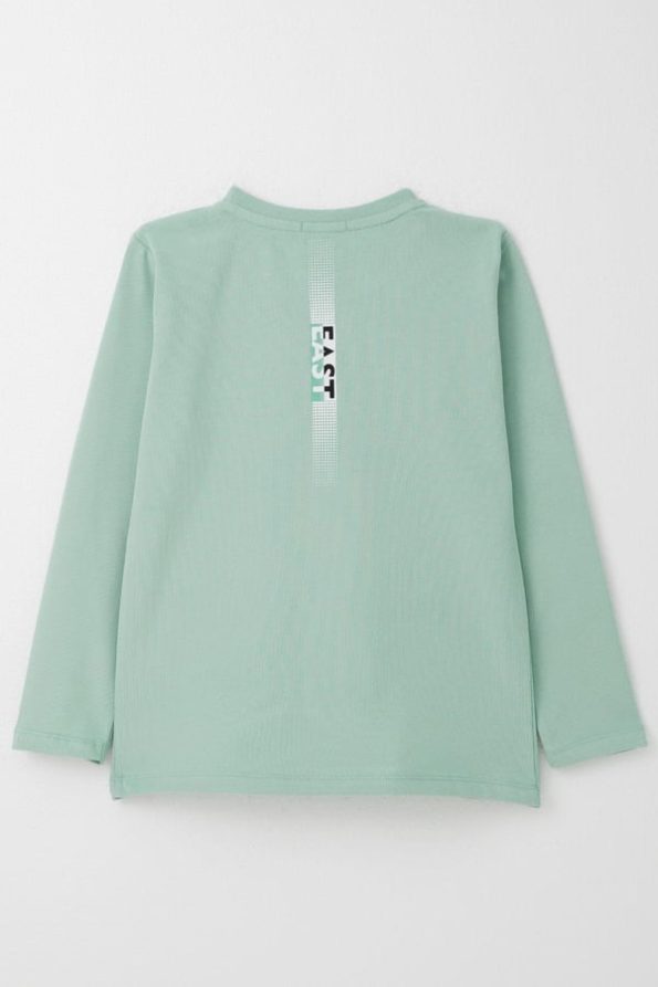 Boys' Long Sleeve T-Shirt with Print in Aqua Green (Ages 6-12)