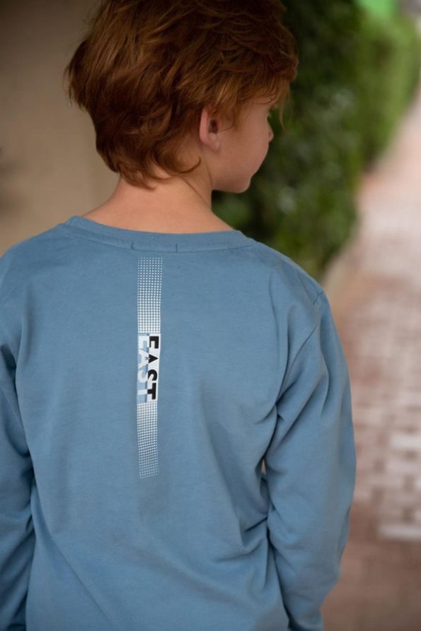 Boys Long Sleeve T-Shirt with Indigo Print (6-10 Years)