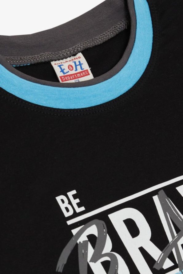 Boys' Long Sleeve Printed T-Shirt in Black (Ages 5-9)