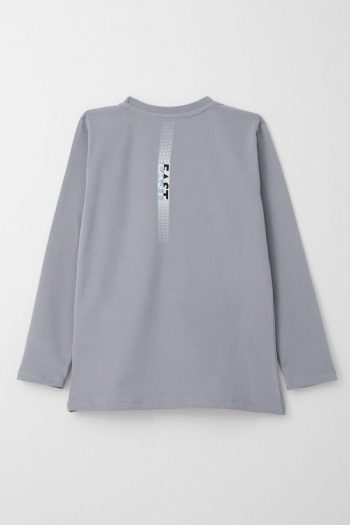 Boys' Long Sleeve Graphic T-Shirt in Gray (Ages 6-12)