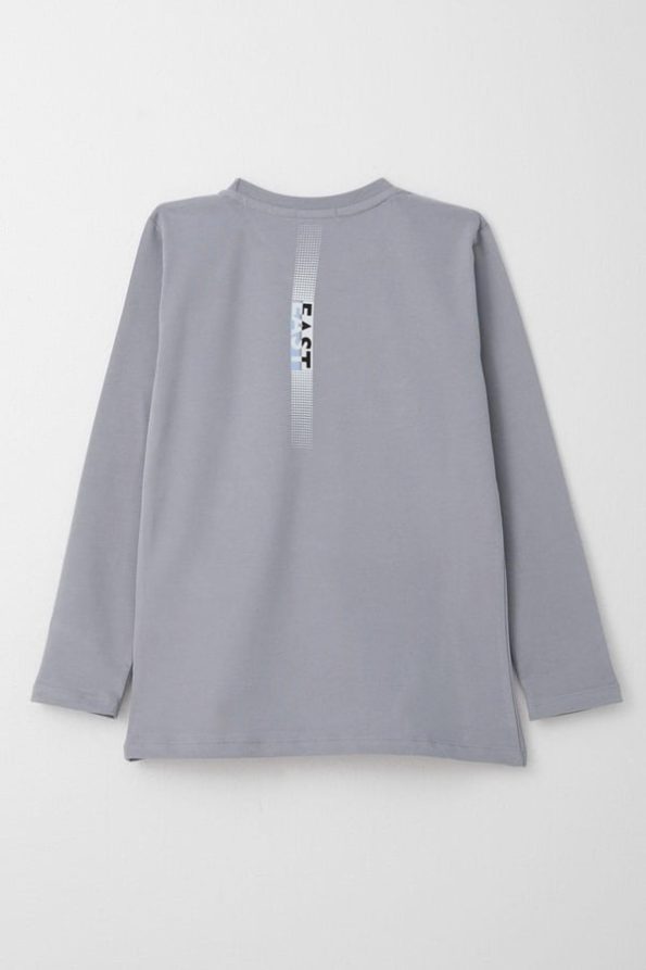 Boys' Long Sleeve Graphic T-Shirt in Gray (Ages 6-12)