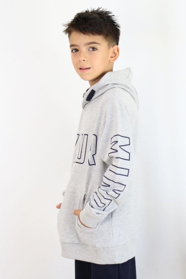 Boys' Printed Sweatshirt in Gray Melange (9-10 Years)