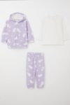 Lilac Star Patterned Fleece Set for Baby Girls (4 Months - 1 Year)