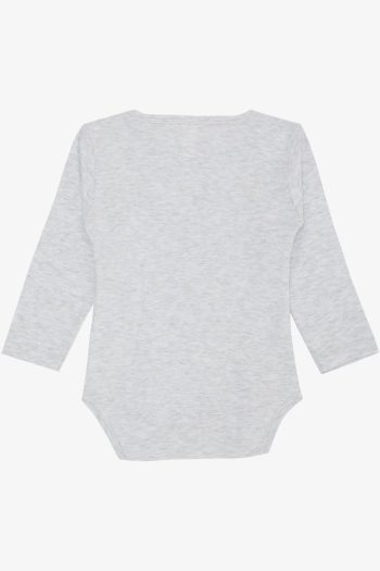 Girls' Baby Snap Bodysuit with Cute Bunny Print in Light Grey Melange (9 Months - 3 Years)