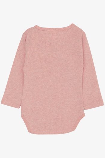 Girls' Baby Snap Bodysuit with Cute Bunny Print in Pink Melange (9 Months - 3 Years)