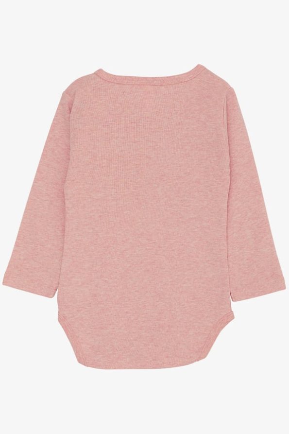 Girls' Baby Snap Bodysuit with Cute Bunny Print in Pink Melange (9 Months - 3 Years)