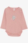 Girls' Baby Snap Bodysuit with Cute Bunny Print in Pink Melange (9 Months - 3 Years)