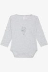 Girls' Baby Snap Bodysuit with Cute Bunny Print in Light Grey Melange (9 Months - 3 Years)