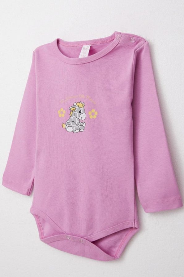 Cute Baby Girl Snap Bodysuit with Adorable Zebra Print in Lilac (9 Months - 3 Years)