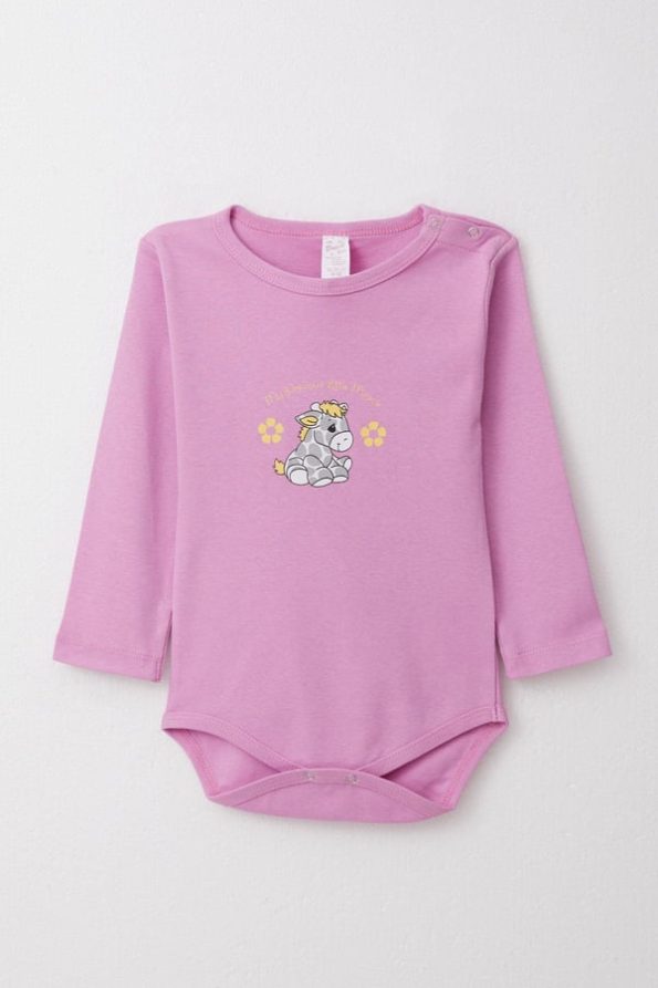 Cute Baby Girl Snap Bodysuit with Adorable Zebra Print in Lilac (9 Months - 3 Years)
