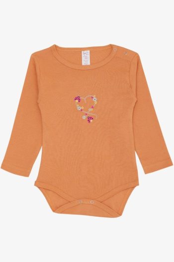 Girls' Baby Bodysuit with Snap Closure and Ladybug Print in Floral Salmon (9 Months - 3 Years)