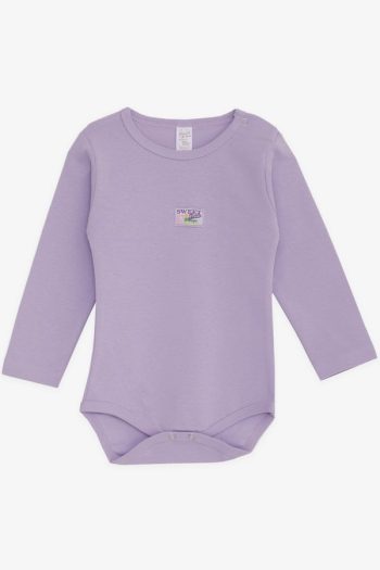 Girls' Baby Snapsuit with Printed Lilac Design (1-3 Years)