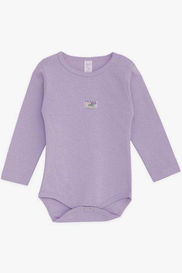 Girls' Baby Snapsuit with Printed Lilac Design (1-3 Years)