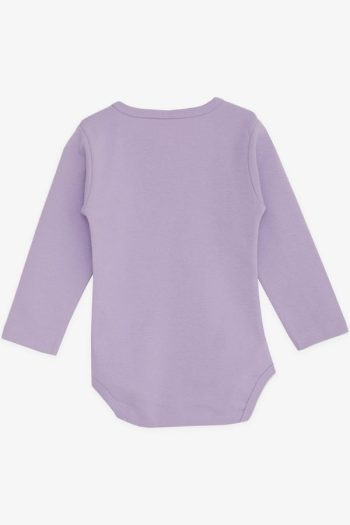 Girls' Baby Snapsuit with Printed Lilac Design (1-3 Years)