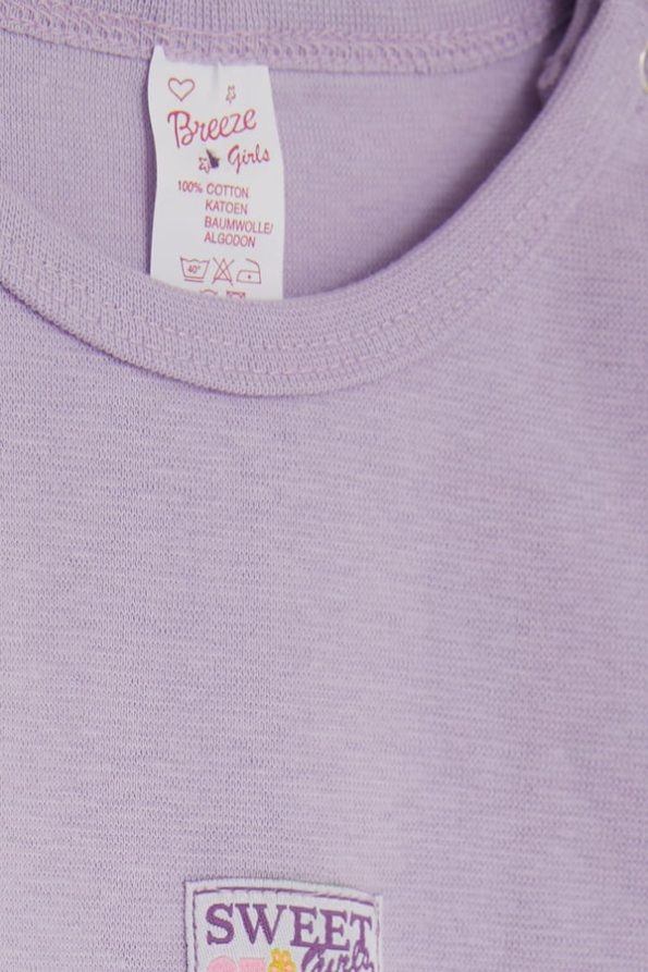Girls' Baby Snapsuit with Printed Lilac Design (1-3 Years)