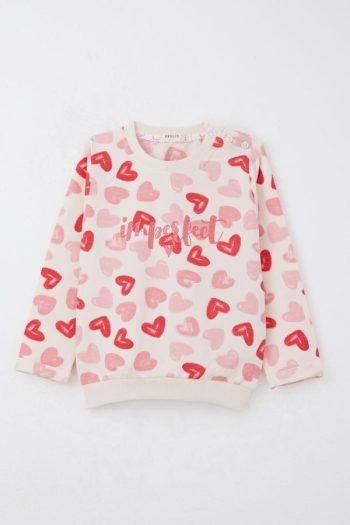 Girls' Baby Tracksuit Heart Dream Pants with Bow Cream (9 Months - 3 Years)