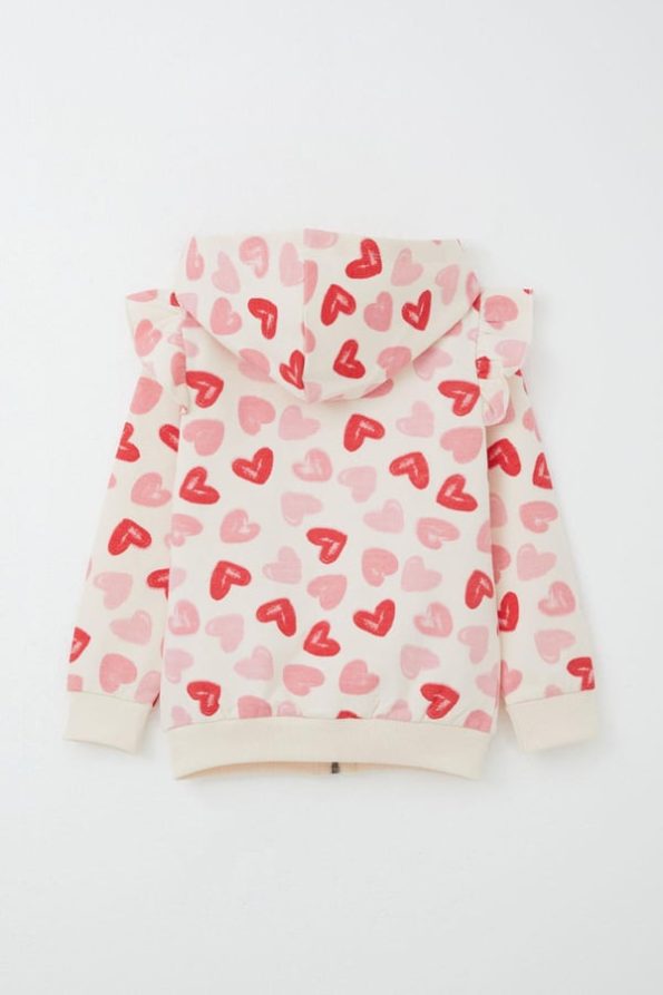 Girls' Baby Tracksuit Heart Dream with Ruffled Shoulders Cream (9 Months - 3 Years)