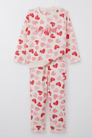 Girls' Baby Tracksuit Heart Dream Pants with Bow Cream (9 Months - 3 Years)