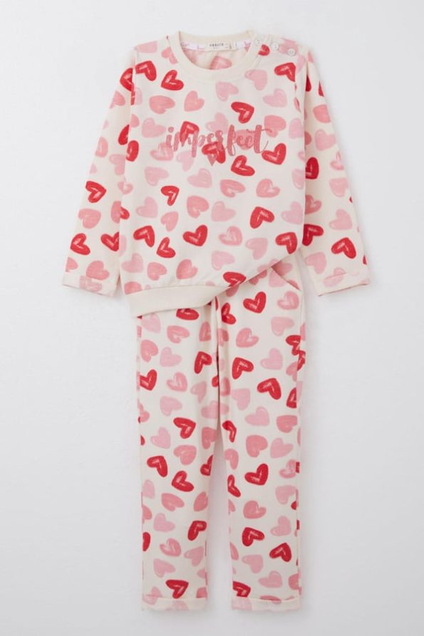 Girls' Baby Tracksuit Heart Dream Pants with Bow Cream (9 Months - 3 Years)