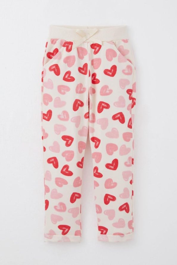 Girls' Baby Tracksuit Heart Dream Pants with Bow Cream (9 Months - 3 Years)