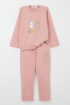 Girls' Baby Tracksuit with Happy Bunny Print and Floral Design (9 Months - 3 Years)