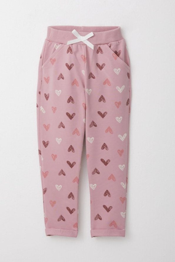 Girls' Baby Tracksuit Set with Colorful Heart Print in Dusty Rose (9 Months - 2 Years)
