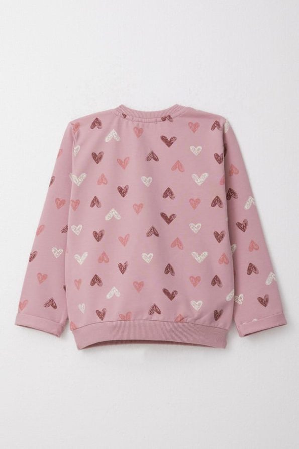 Girls' Baby Tracksuit Set with Colorful Heart Print in Dusty Rose (9 Months - 2 Years)