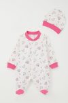 Girls' Baby Footed Romper White with Princess Swan Print (0-6 Months)