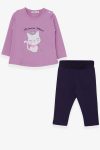 Girls' Baby Legging Set with Cat Print in Lavender (9 Months - 3 Years)