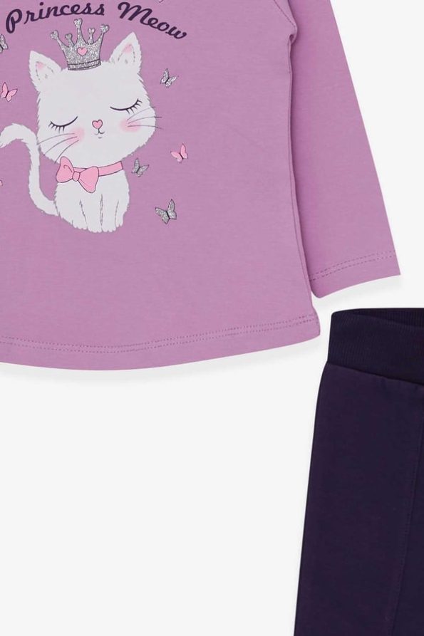 Girls' Baby Legging Set with Cat Print in Lavender (9 Months - 3 Years)