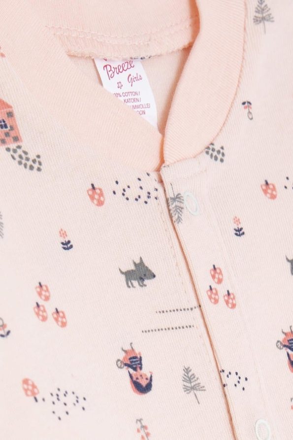 Forest Themed Baby Girl Romper in Powder Pink (0-3 Months)