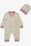 Cream Leaf Pattern Baby Girl Romper (0-6 Months)