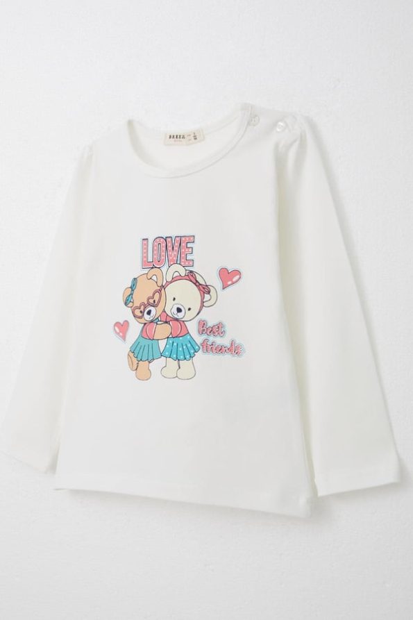 Long Sleeve T-Shirt for Baby Girls with Cute Bear Print