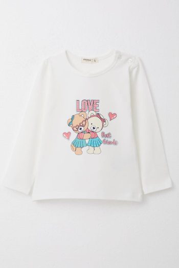 Long Sleeve T-Shirt for Baby Girls with Cute Bear Print
