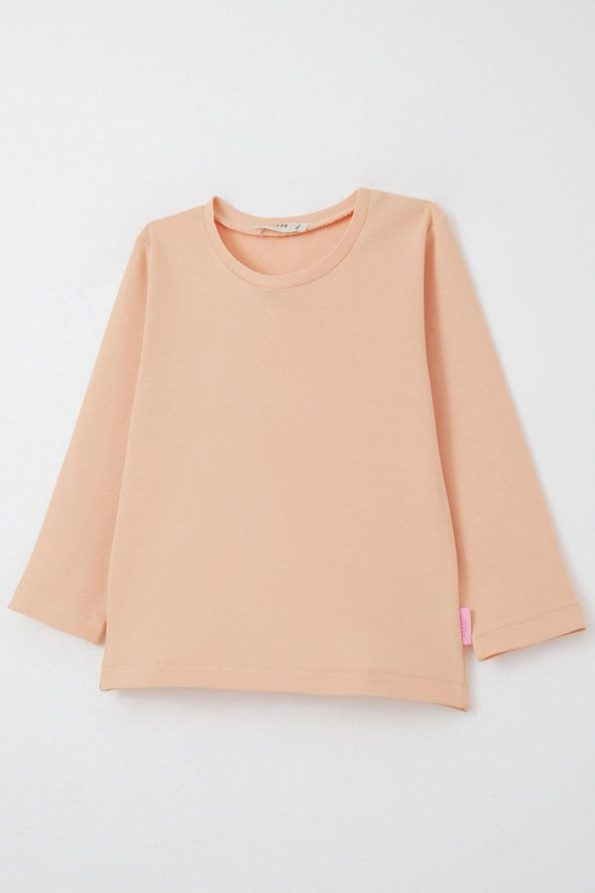 Girls' Long Sleeve Basic T-Shirt in Salmon (9 Months - 3 Years)